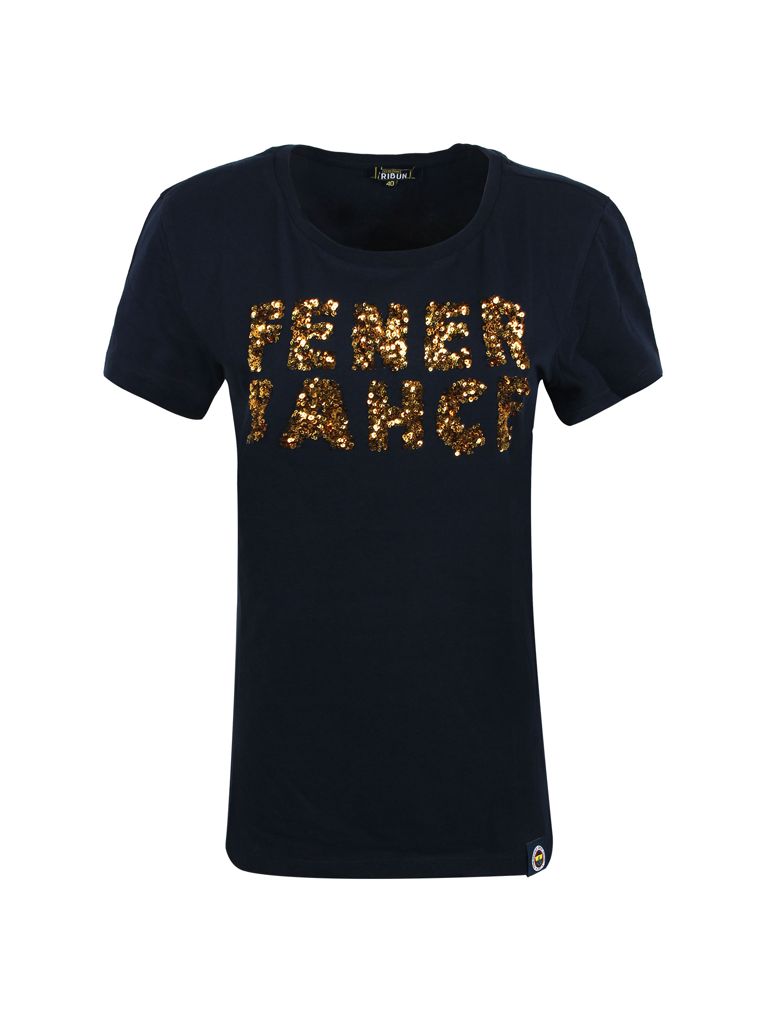 Fenerbahçe Navy Blue Tribune Sequin Women Tshirt