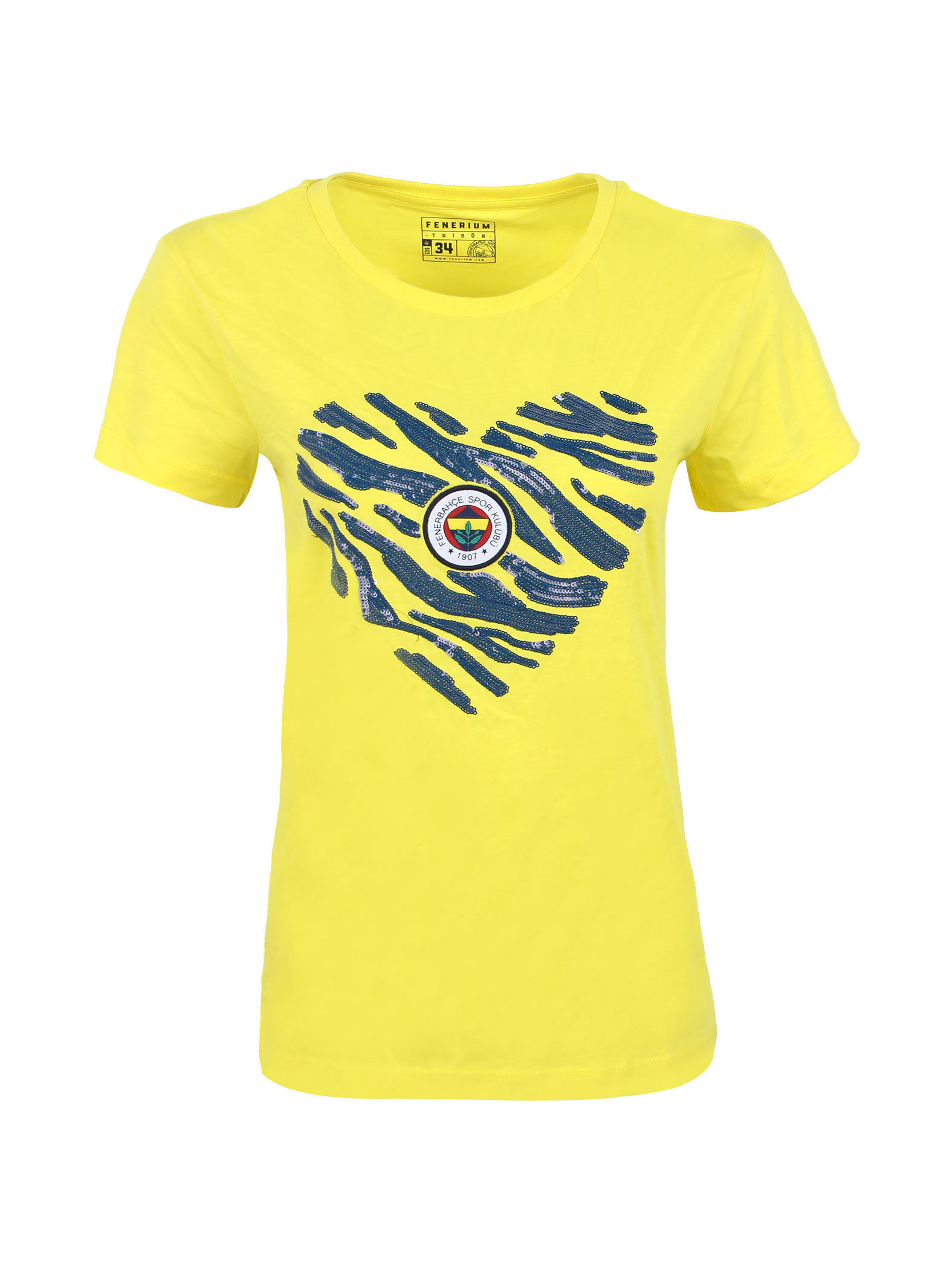 Fenerbahçe Yellow Tribune Foam Sequin Women Tshirt