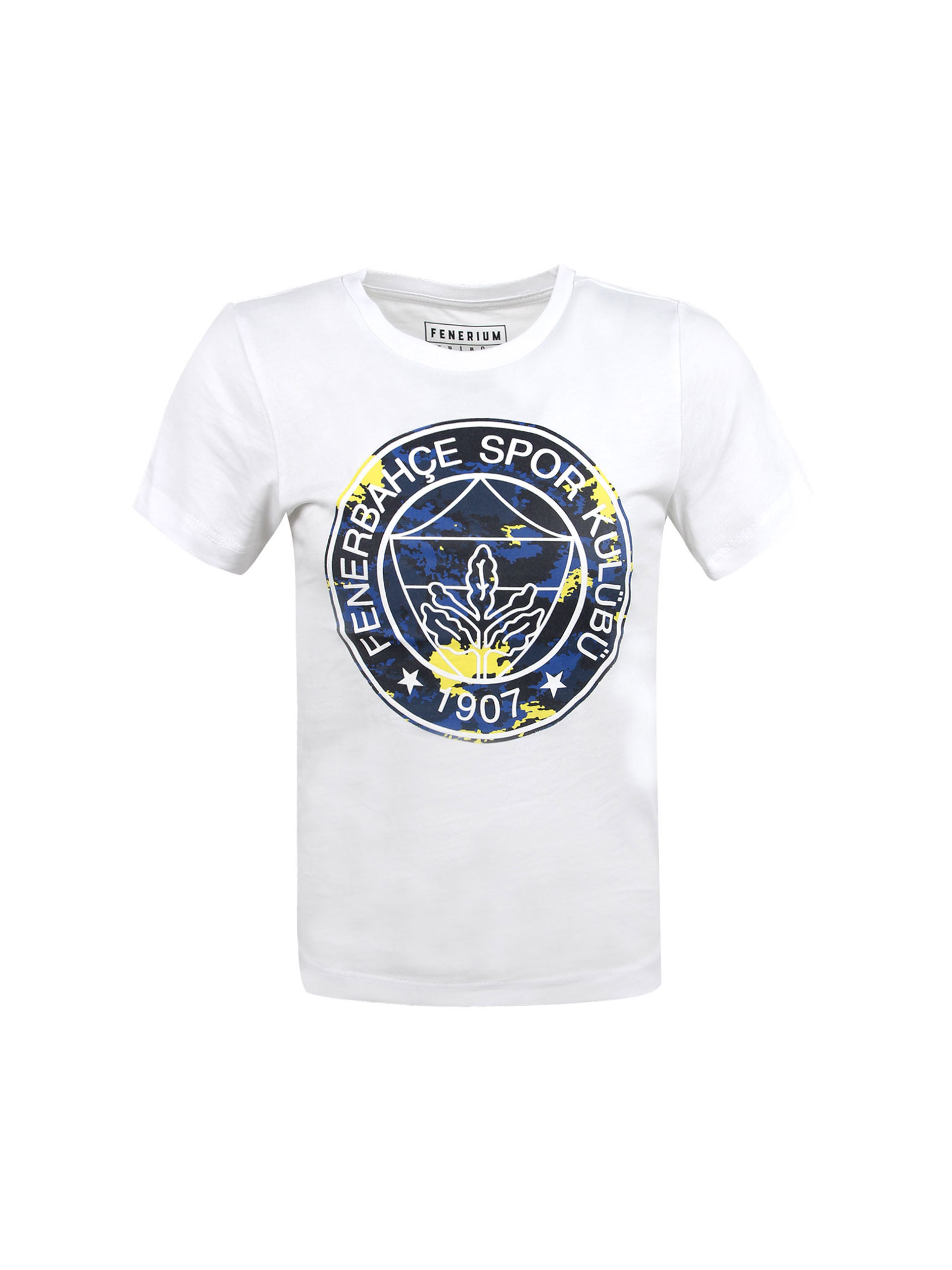 Fenerbahçe White Tribune Yellow Navy Blue Camouflage Kids Tshirt