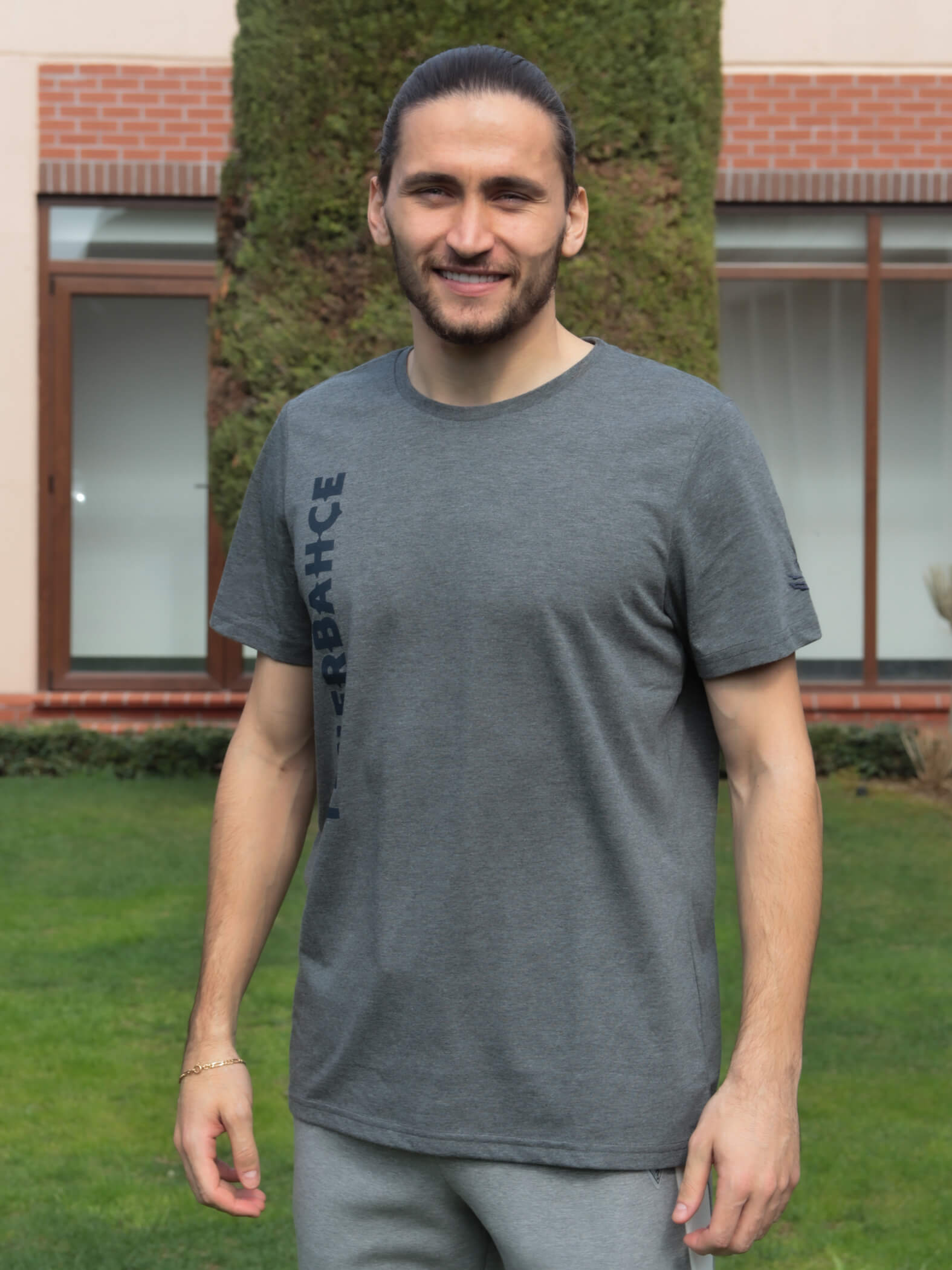 Erkek Antrasit Tribün Fenerbahçe Baskı Tshirt