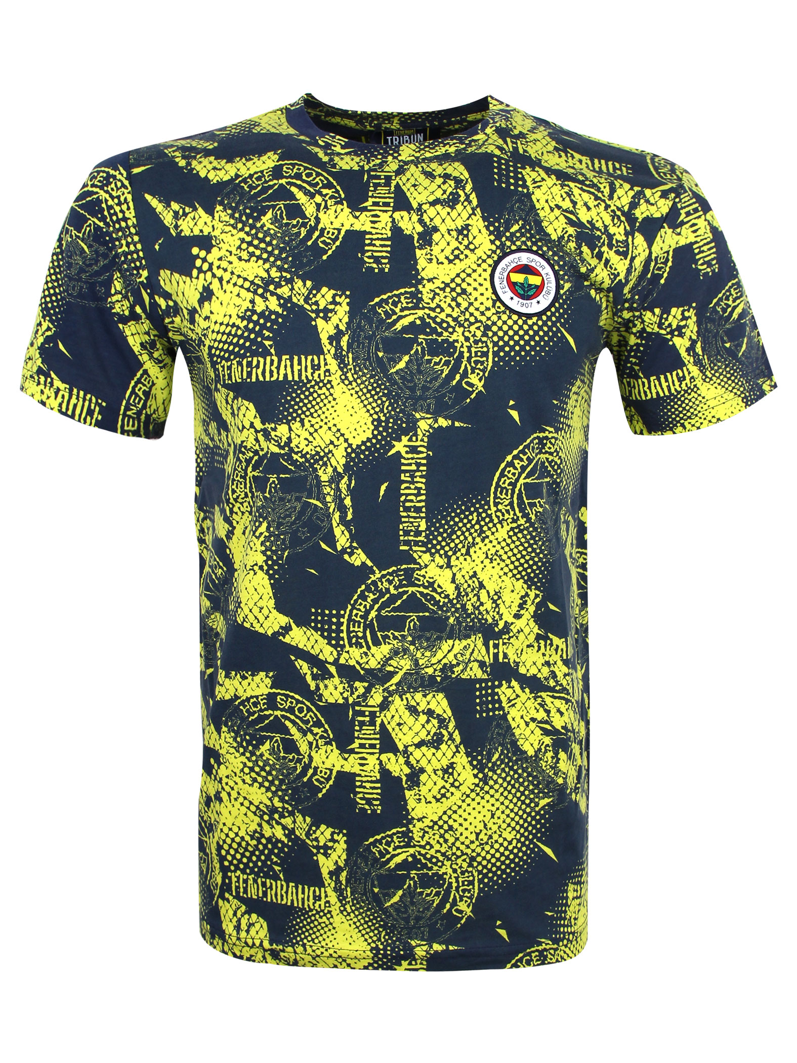 Fenerbahçe Lacivert Sarı Tribün Logolu Kamuflaj Erkek Tshirt