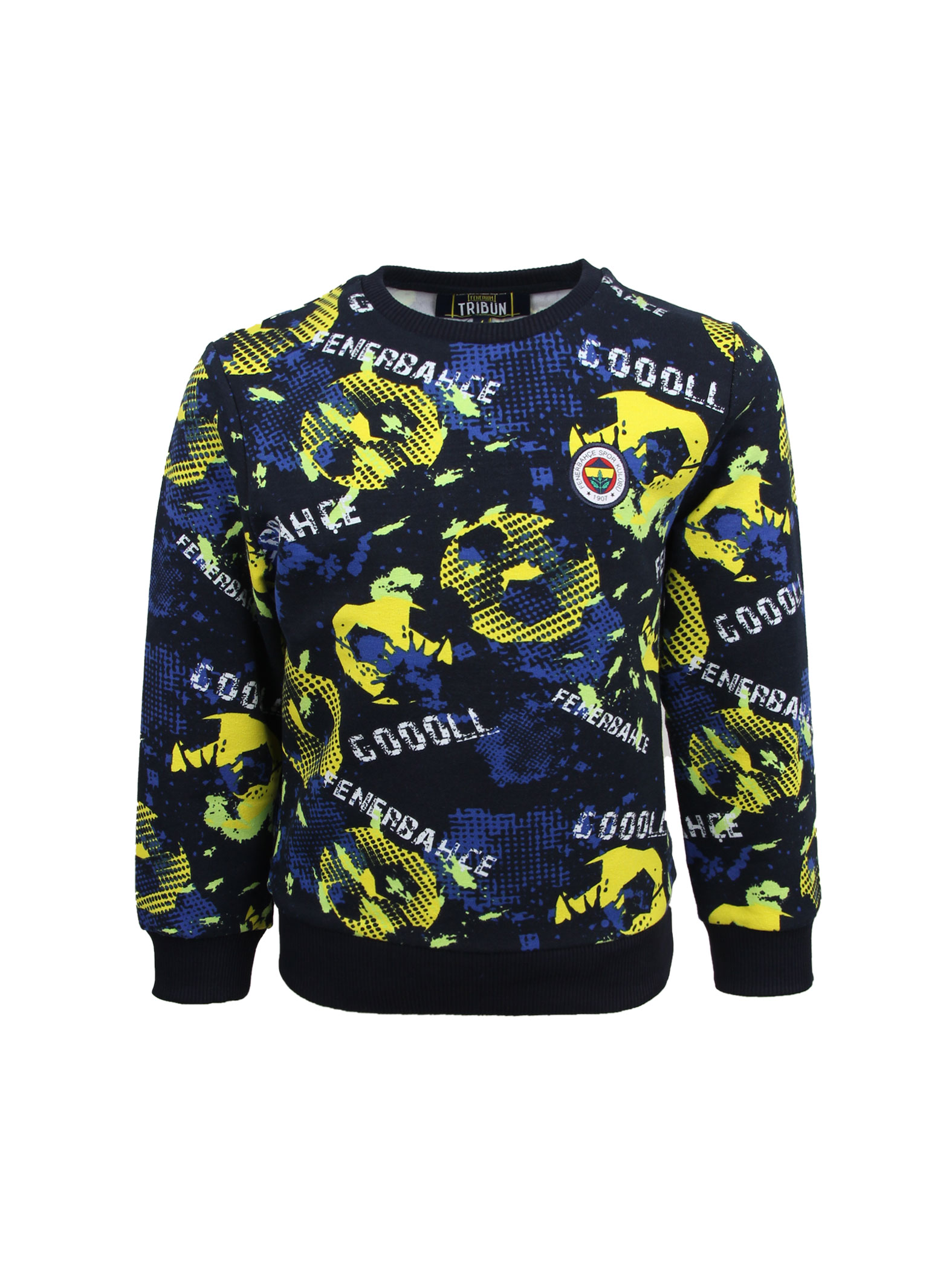 Fenerbahçe Lacivert Sarı Tribün Gol Pattern Çocuk Sweatshirt