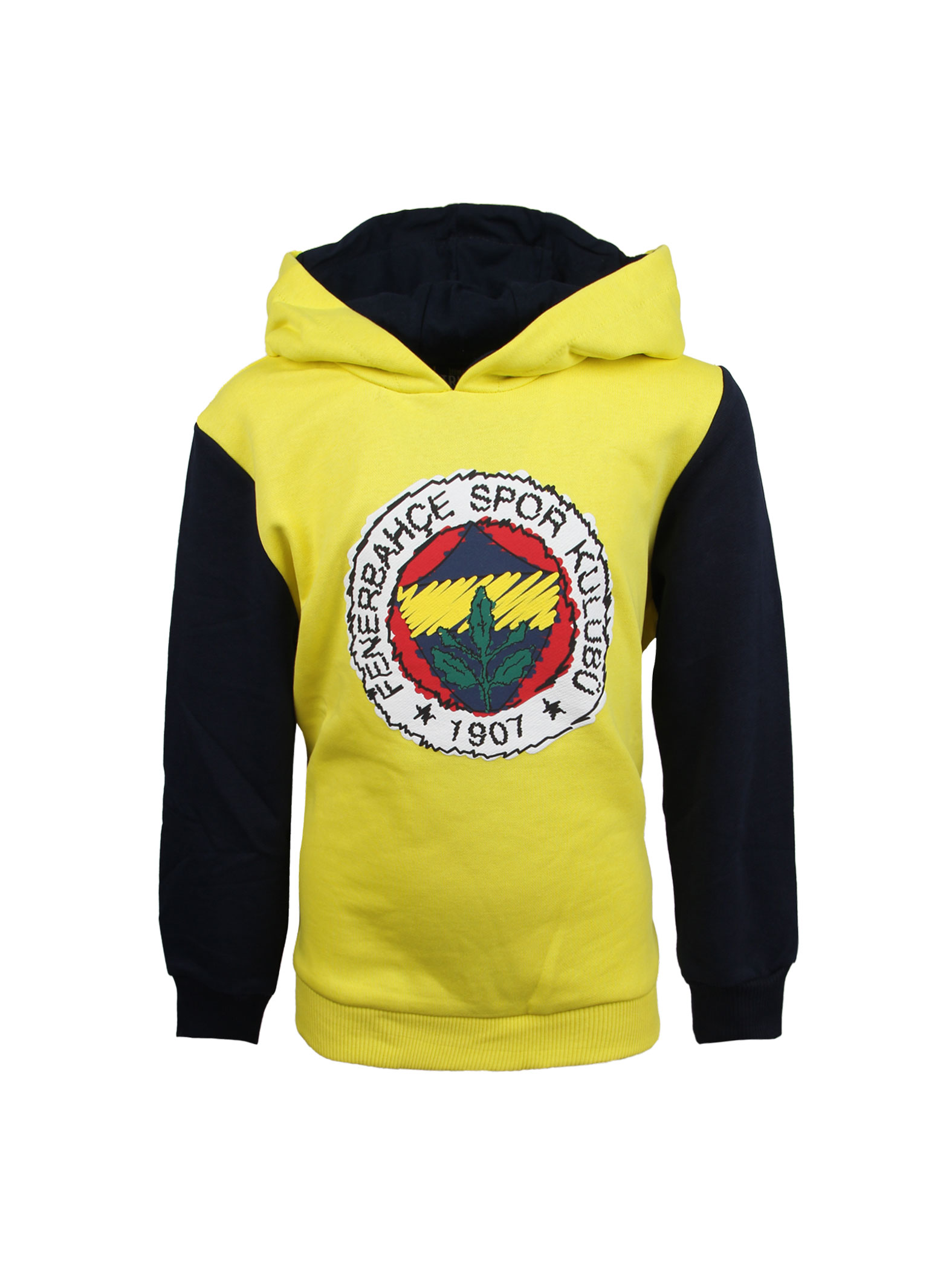 Fenerbahçe Sarı Tribün Fırça Detay Logolu Çocuk Sweatshirt