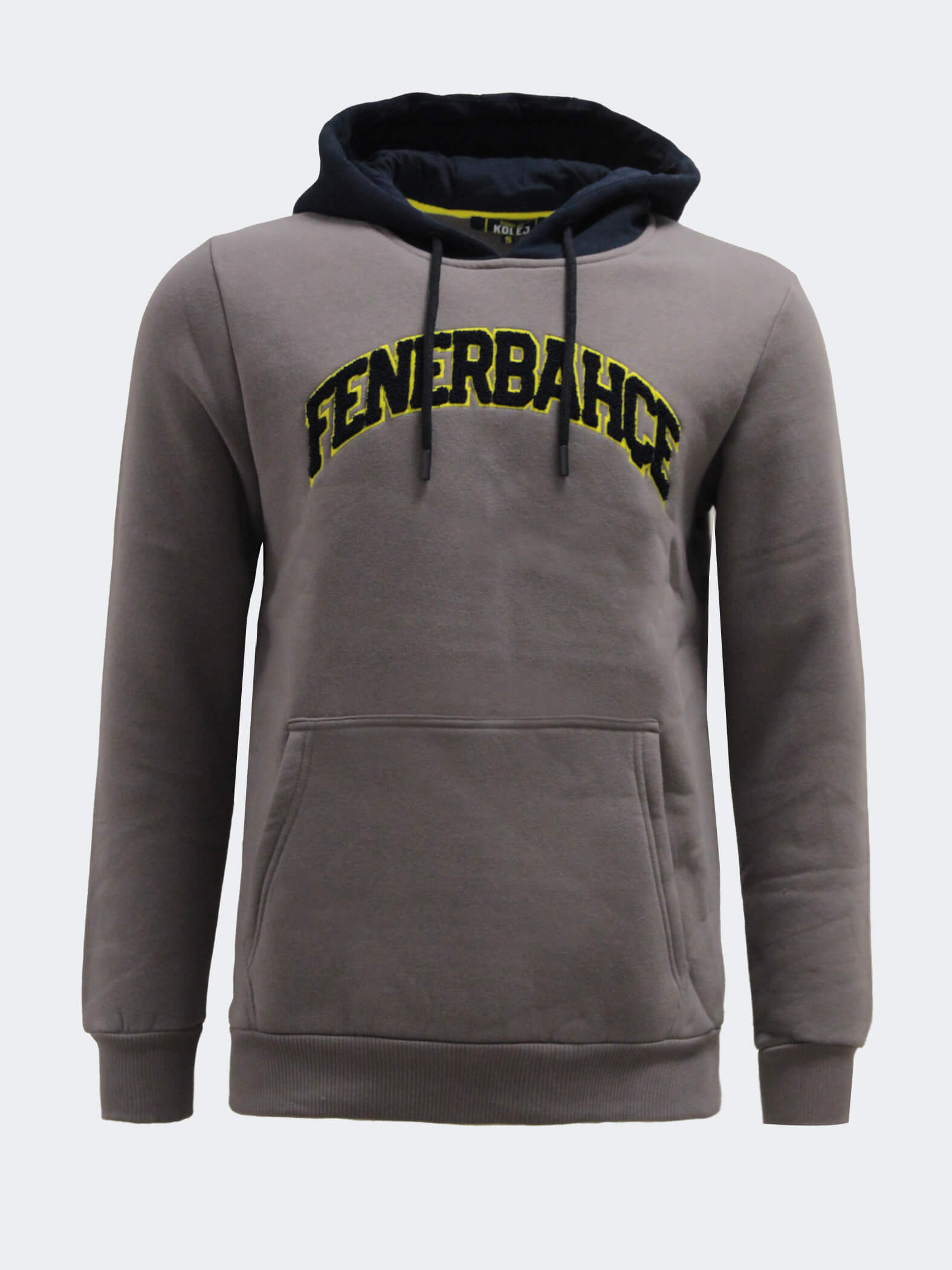 Erkek Gri Melanj Kolej Süzine Fenerbahçe Nakışlı Sweatshirt
