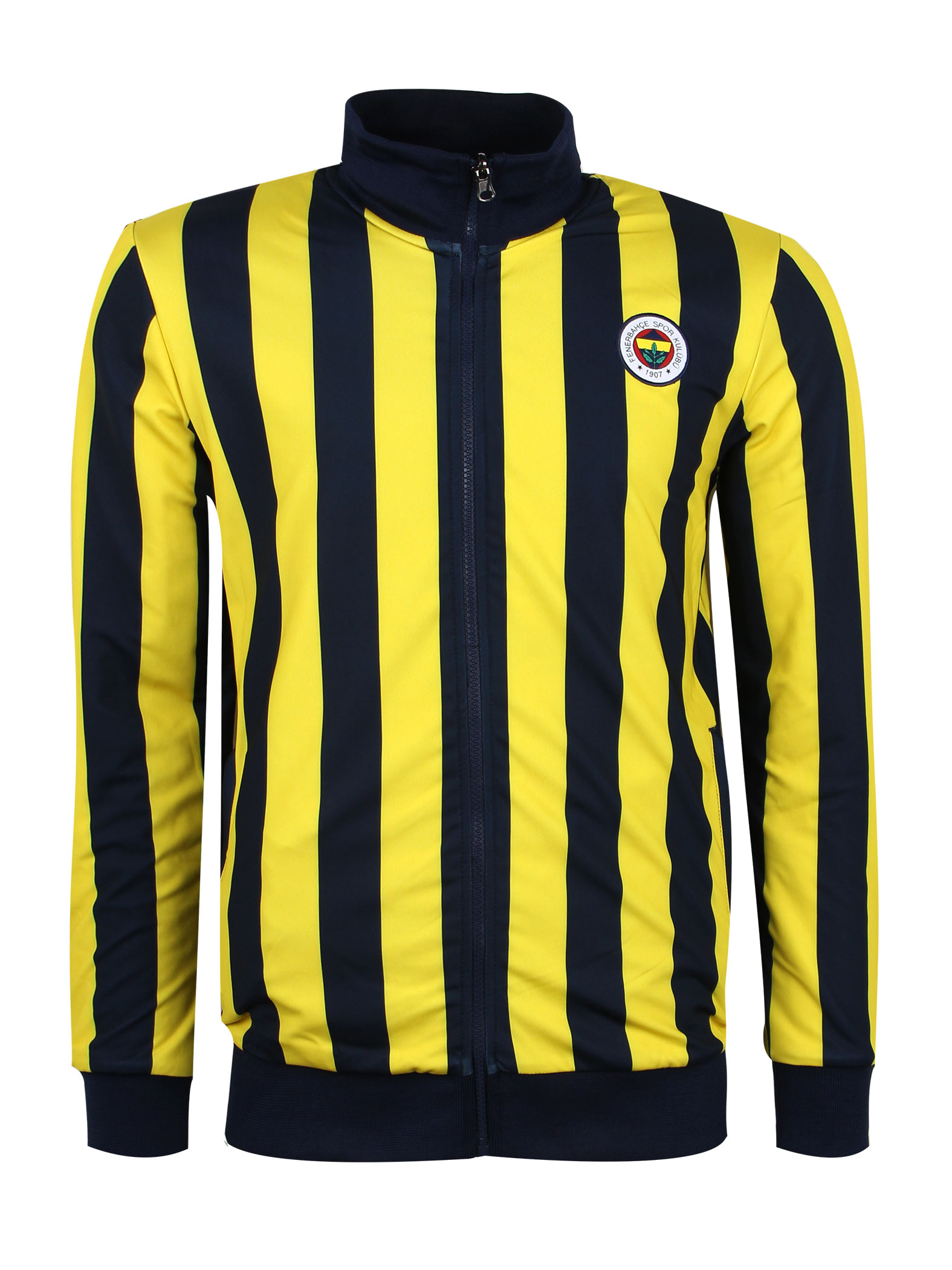 Fenerbahçe Lacivert Sarı Tribün Çubuklu Çift Taraflı Erkek Sweatshirt