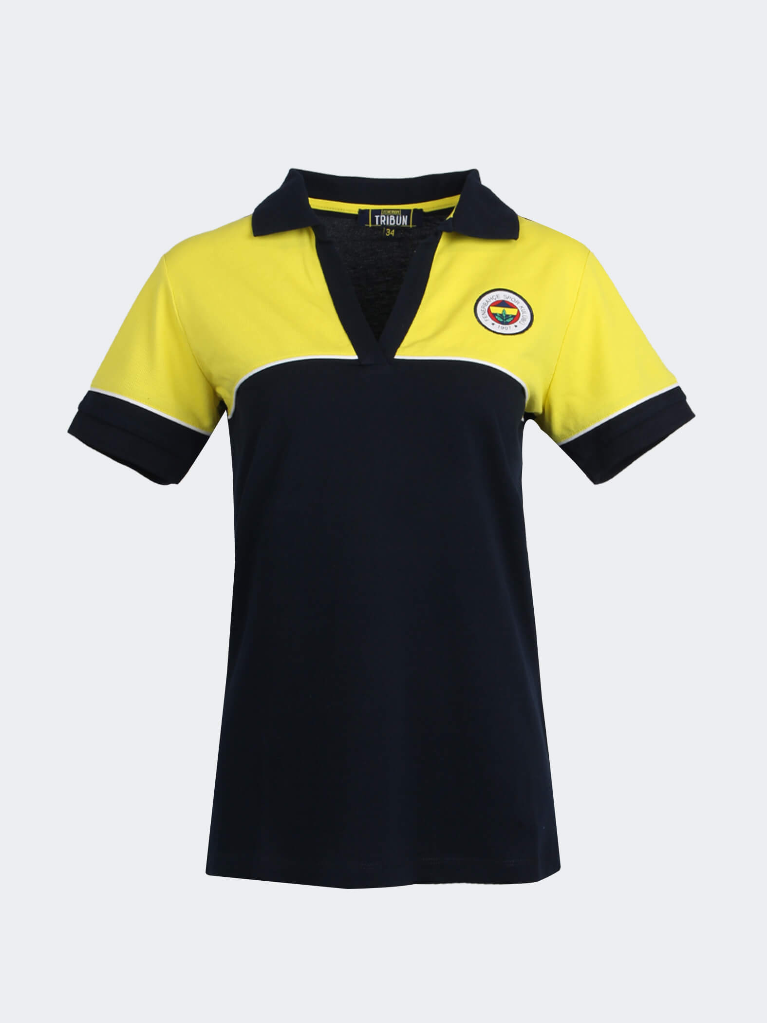 Women's Navy Blue-Yellow Tribune Basic Polo Tshirt