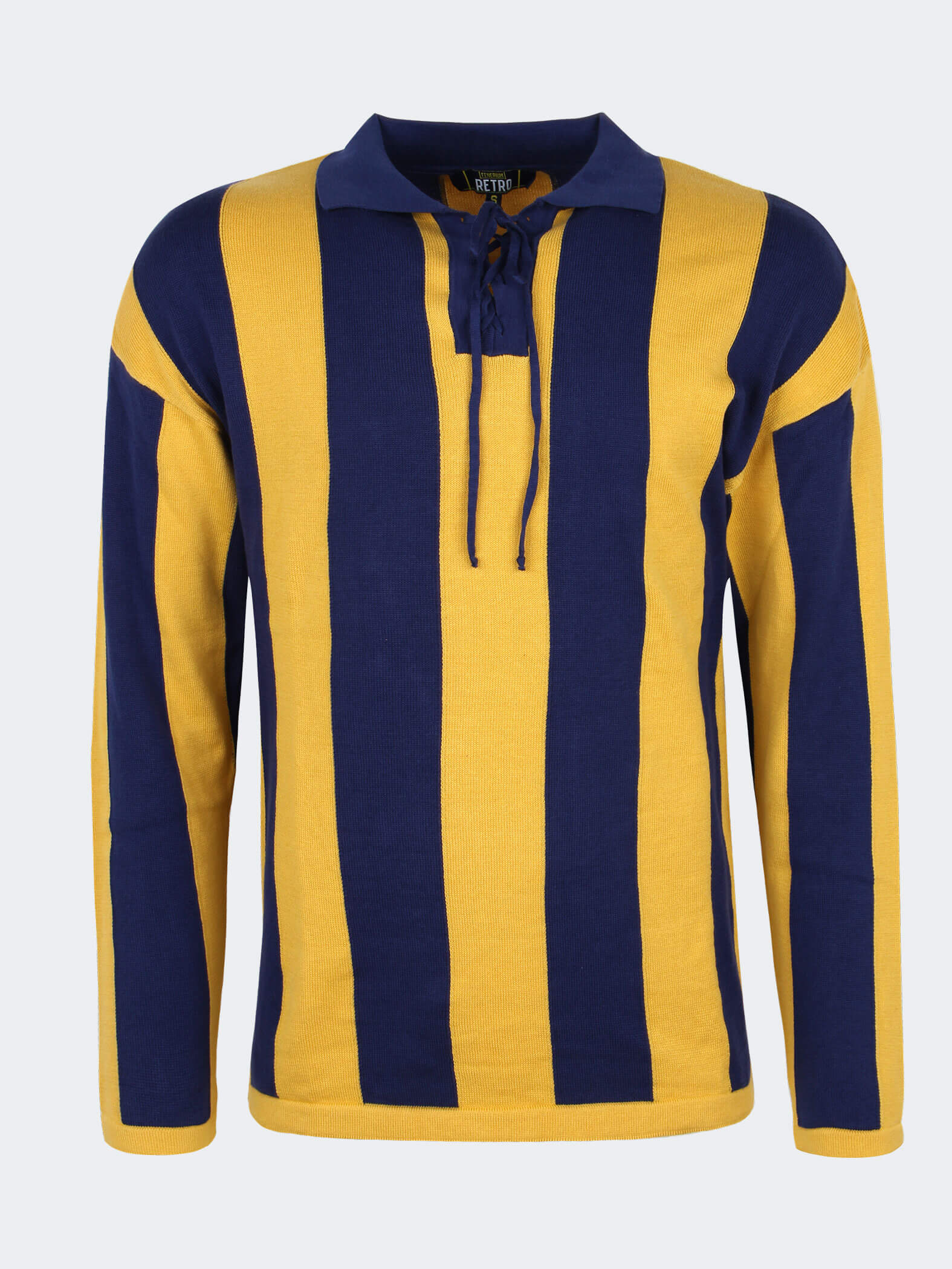 Yellow Navy Blue Barred Lace-up Jersey